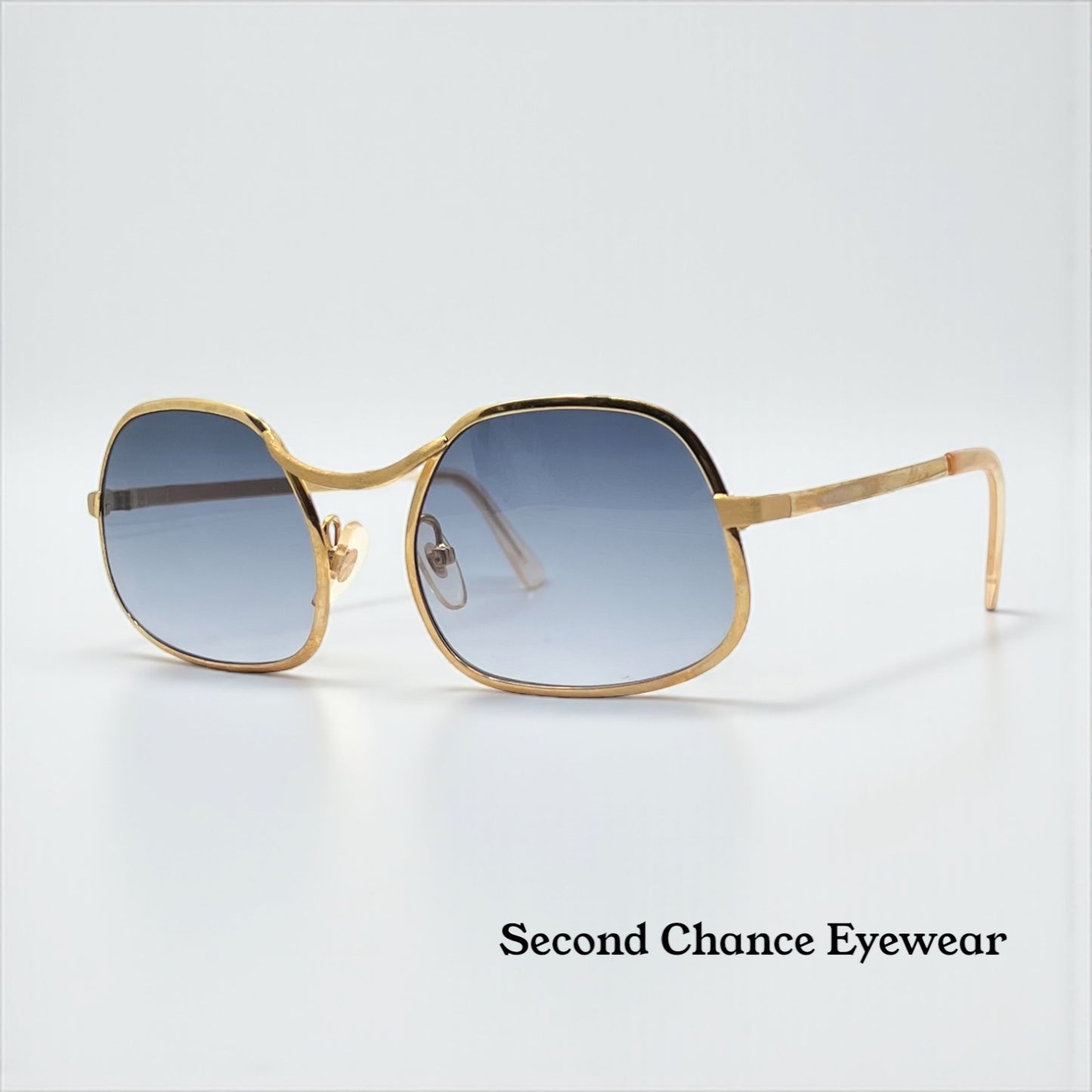 Italian Gold-Filled Hammered Pilot Sunglasses-Vintage Deadstock w/New Gradient Custom Lenses