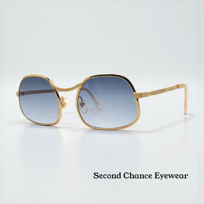 Italian Gold-Filled Hammered Pilot Sunglasses-Vintage Deadstock w/New Gradient Custom Lenses