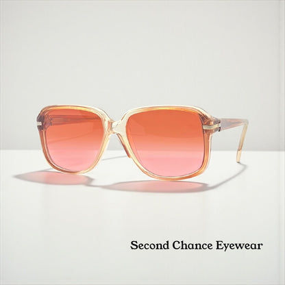 Vintage Deadstock Translucent Peach & Honey Sunglasses – Custom Solid Pink Berko’s Designs Lenses