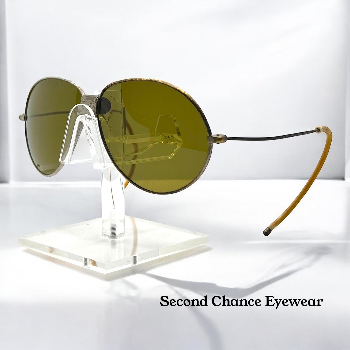 Vintage U.S. Military Esg Folding Aviator Sunglasses – Original Glass Lenses – Eagle Bridge Emblem