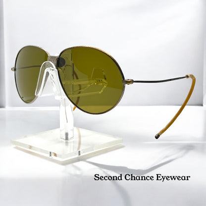Vintage U.S. Military Esg Folding Aviator Sunglasses – Original Glass Lenses – Eagle Bridge Emblem