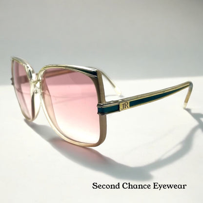 Jean De Paris 674|2 Vintage Sunglasses-Clear Frame Pink Lenses-France Nos