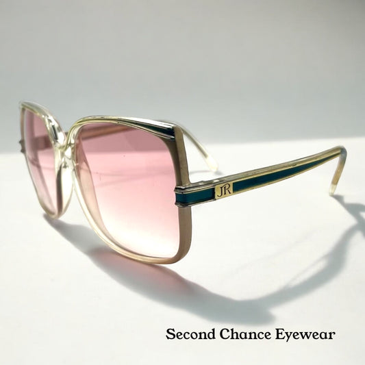 Jean De Paris 674|2 Vintage Sunglasses-Clear Frame Pink Lenses-France Nos
