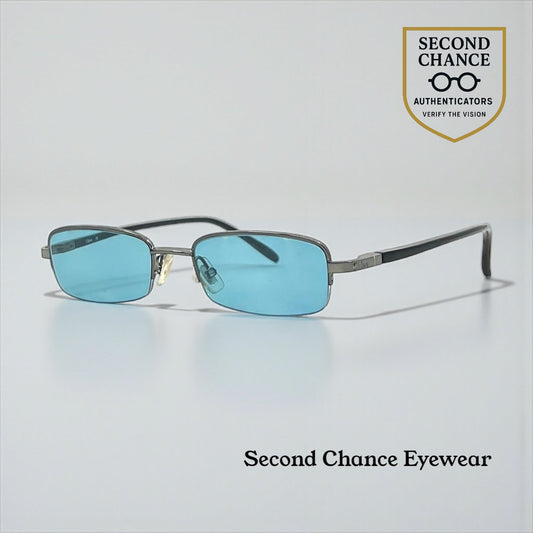 Chloé CL 1105 C01 Y2K Half-Rim Sunglasses-New Solid Aquamarine Custom Lenses