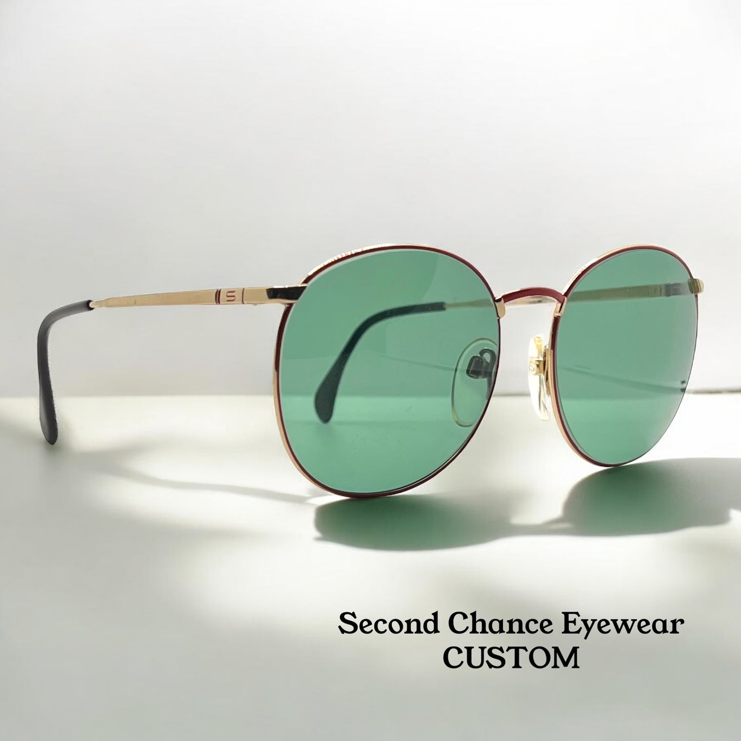 Silhouette M6039 Vintage Sunglasses-Gold|Red W|New Green Custom Lenses-54Mm
