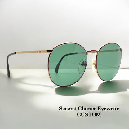 Silhouette M6039 Vintage Sunglasses-Gold|Red W|New Green Custom Lenses-54Mm