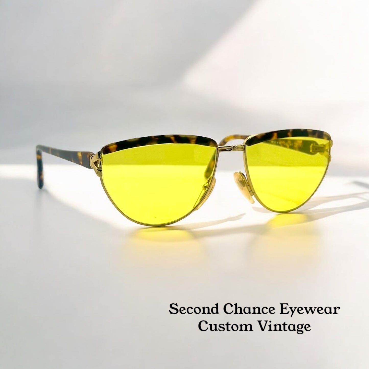 Kuchler K 80 Vintage Sunglasses-Gold & Tortois3 w|New, Custom Solid Yellow Lenses-Unworn