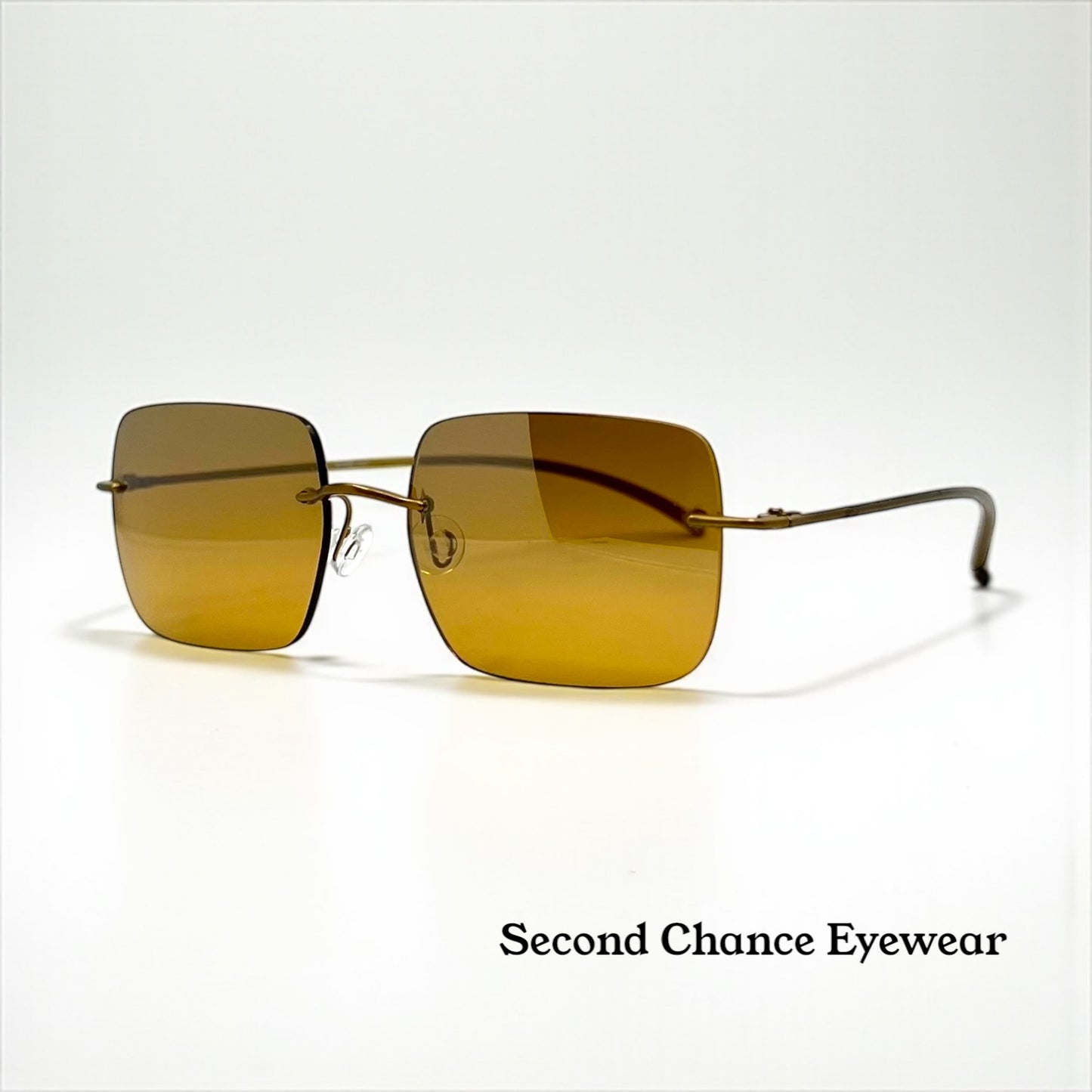 Donna Karan DKNY 9218S 711 Rimless Sunglasses Gold Amber Lenses Deadstock