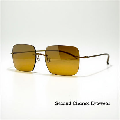 Donna Karan DKNY 9218S 711 Rimless Sunglasses Gold Amber Lenses Deadstock