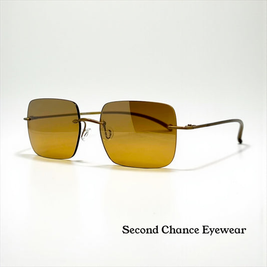 Donna Karan DKNY 9218S 711 Rimless Sunglasses Gold Amber Lenses Deadstock