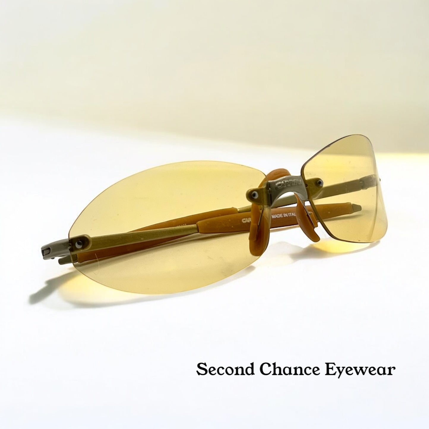 Carrera Wizard 28Z-Vintage Rimless Yellow Shield Sunglasses-66Mm-Italy