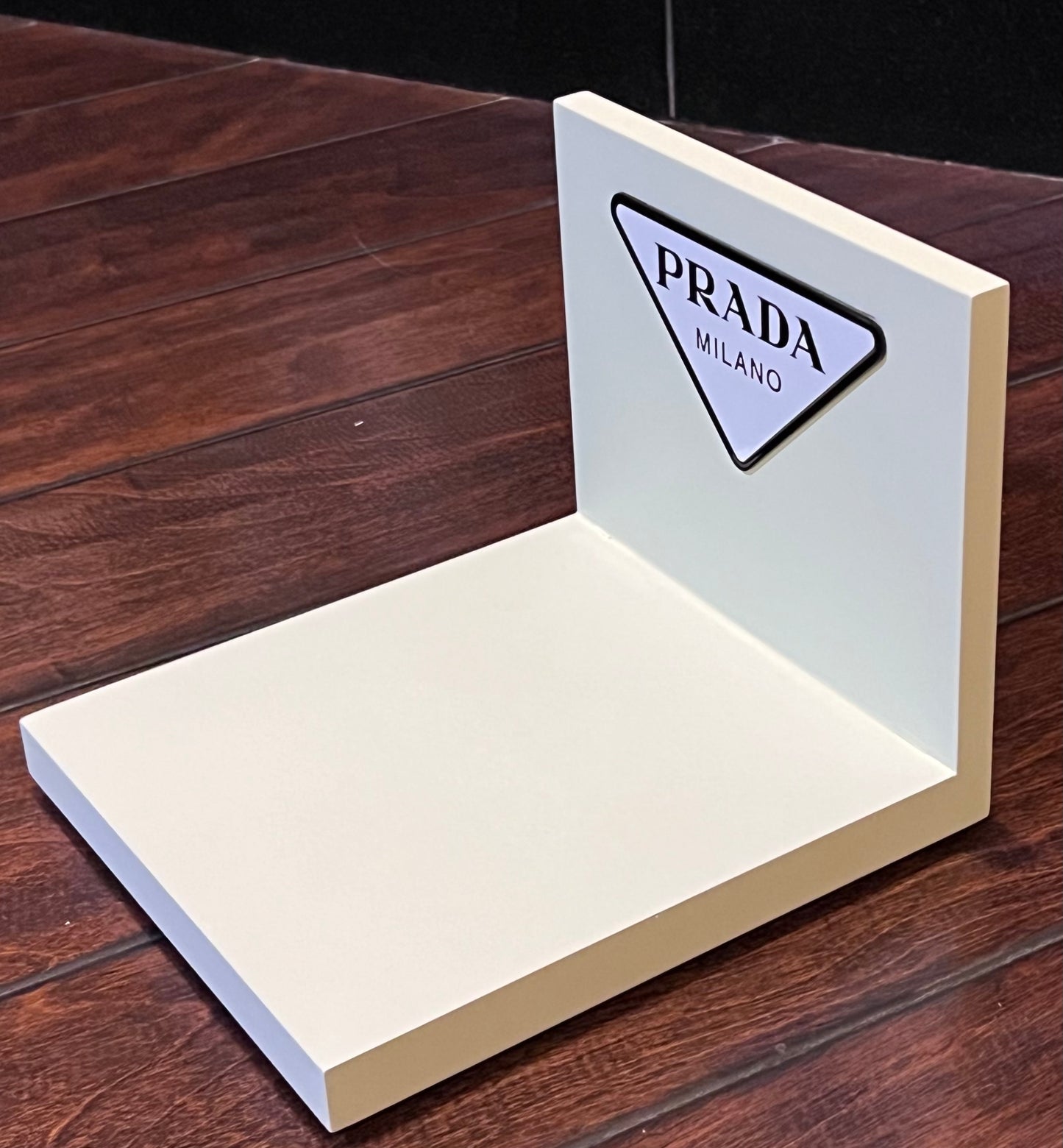 Prada “L-Shaped” Counter Display Magnetic Logo-Brand New-Retail Branded Display