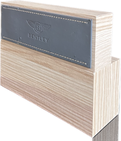 Bentley: Leather Stitched-Embossed-On Wood-Countertop Display-Very Rare Two Piece Set