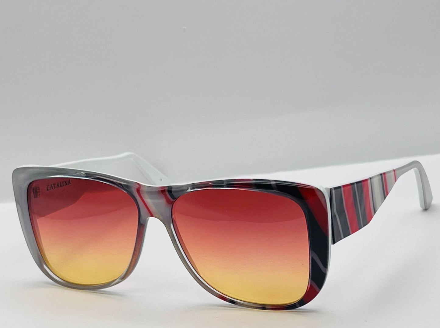 Ultra Catalina 4 Striped Sunglasses-Vintage 1980’S-With Brand New “Berkos Designs” Lenses