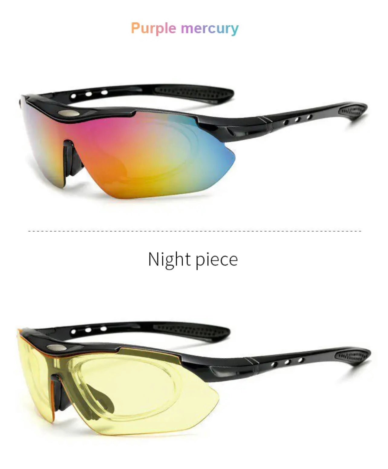 Outdoors, sports and cycling Sunglasses.  5 Changeable Lens Variations. Comfy|Non-Slip Nose-pads