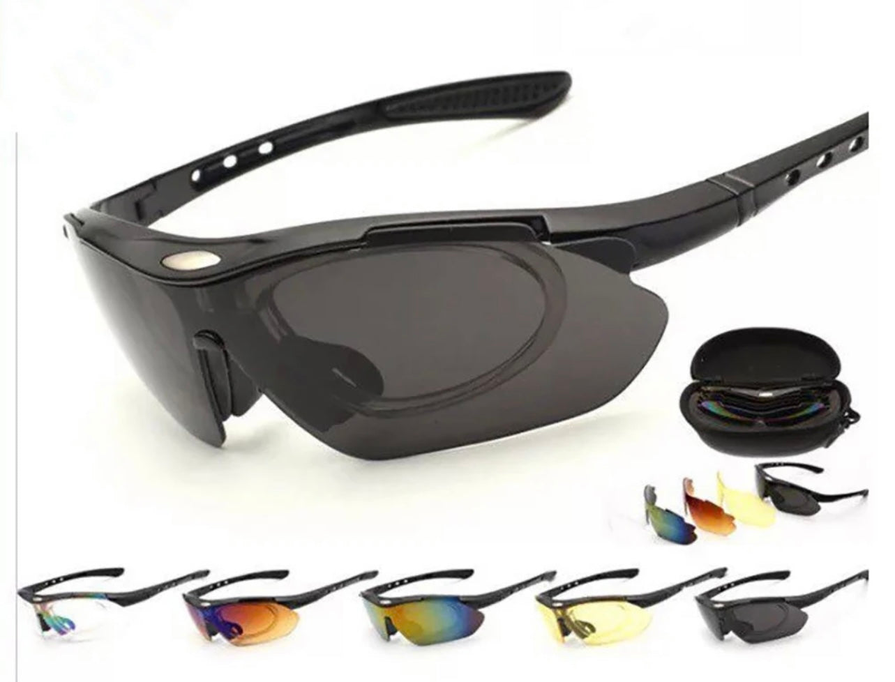 Outdoors, sports and cycling Sunglasses.  5 Changeable Lens Variations. Comfy|Non-Slip Nose-pads