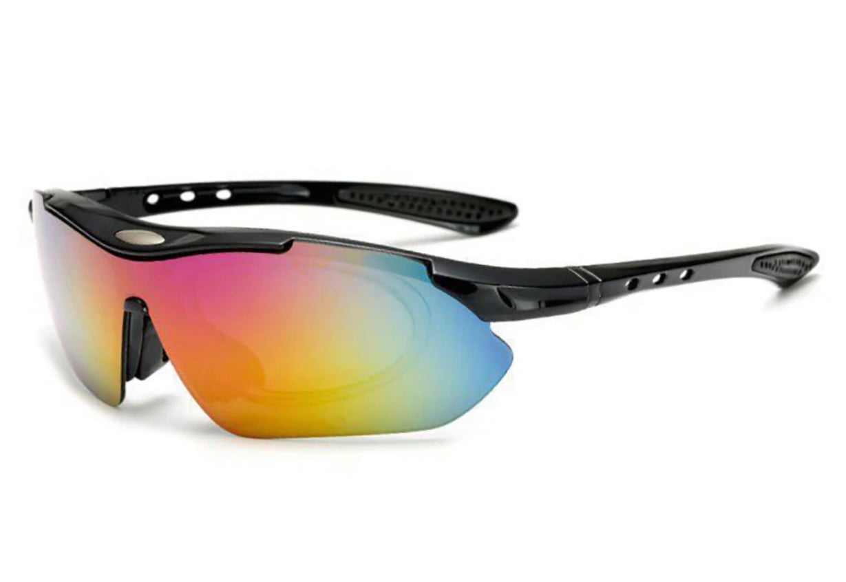 Outdoors, sports and cycling Sunglasses.  5 Changeable Lens Variations. Comfy|Non-Slip Nose-pads