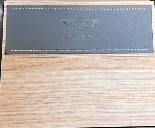 Bentley: Leather Stitched-Embossed-On Wood-Countertop Display-Very Rare Two Piece Set