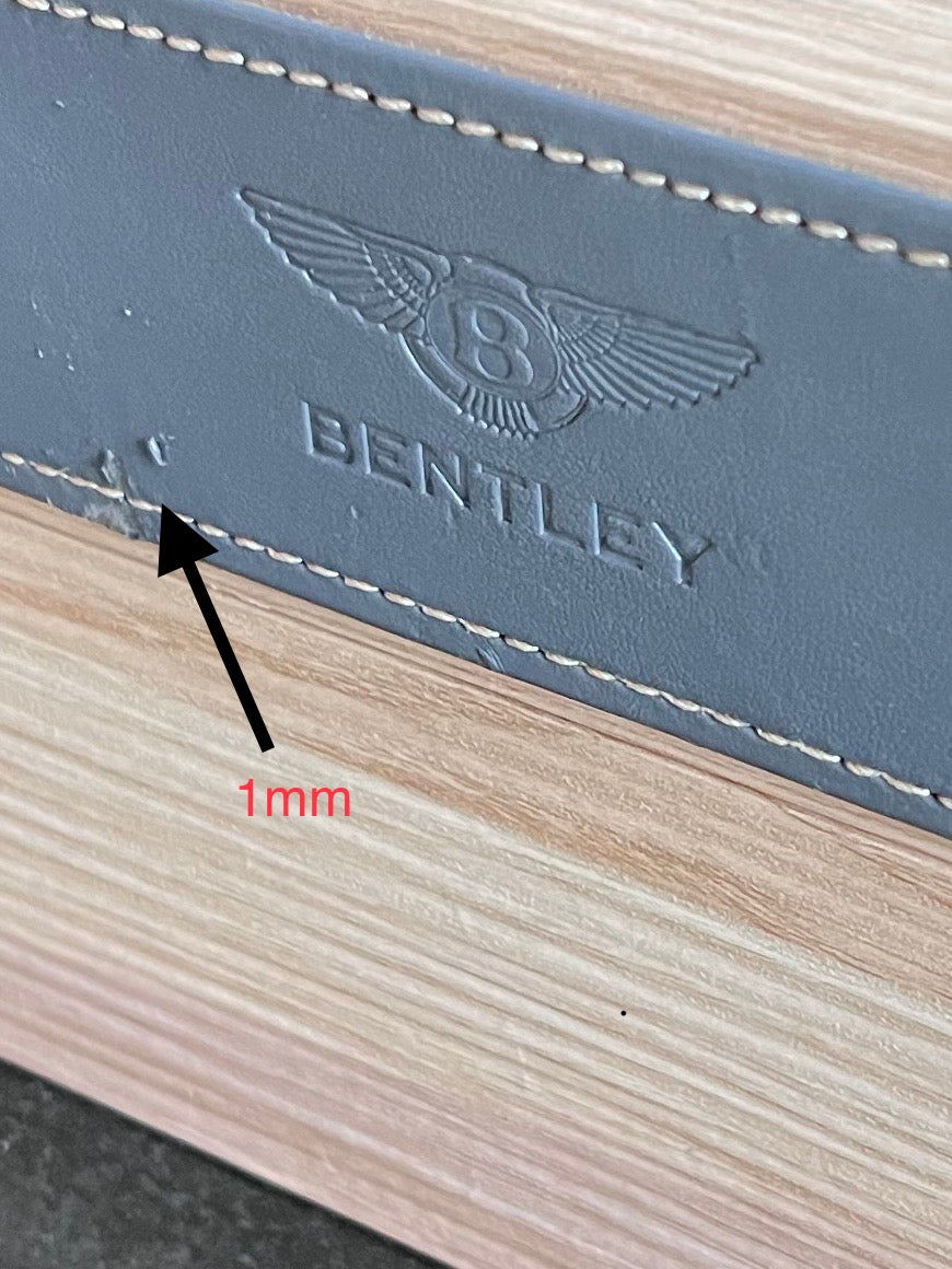 Bentley: Leather Stitched-Embossed-On Wood-Countertop Display-Very Rare Two Piece Set