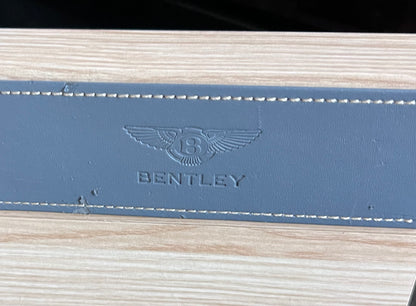 Bentley: Leather Stitched-Embossed-On Wood-Countertop Display-Very Rare Two Piece Set