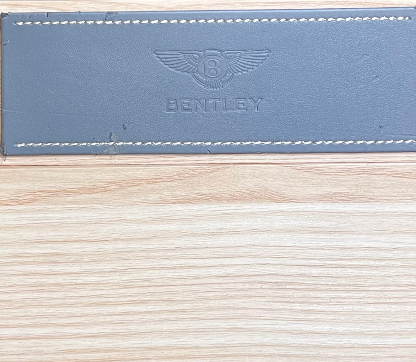 Bentley: Leather Stitched-Embossed-On Wood-Countertop Display-Very Rare Two Piece Set