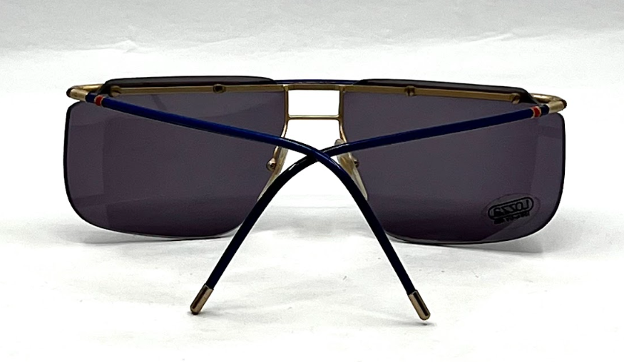 Lozza USA 6504-VINTAGE Shield Sunglasses-Blue Gold Aviator-NOS/UNWORN