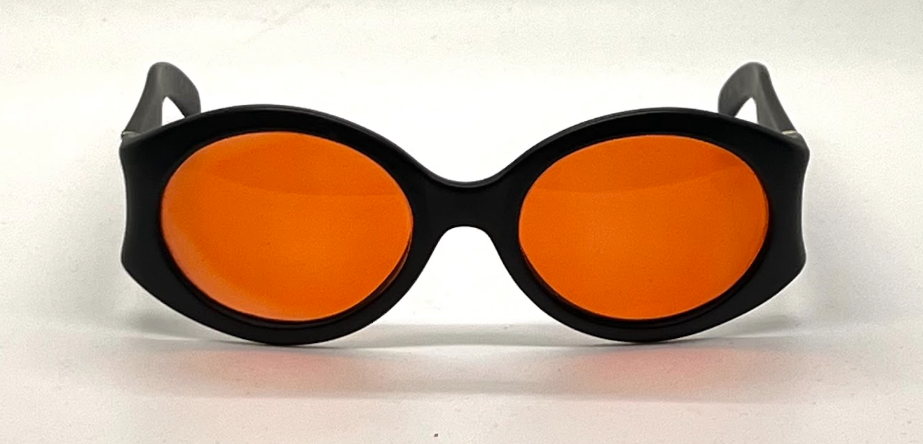 Valentino 3MJ 53□21 Oval Sunglasses Matte Black Orange Lenses Made in Italy