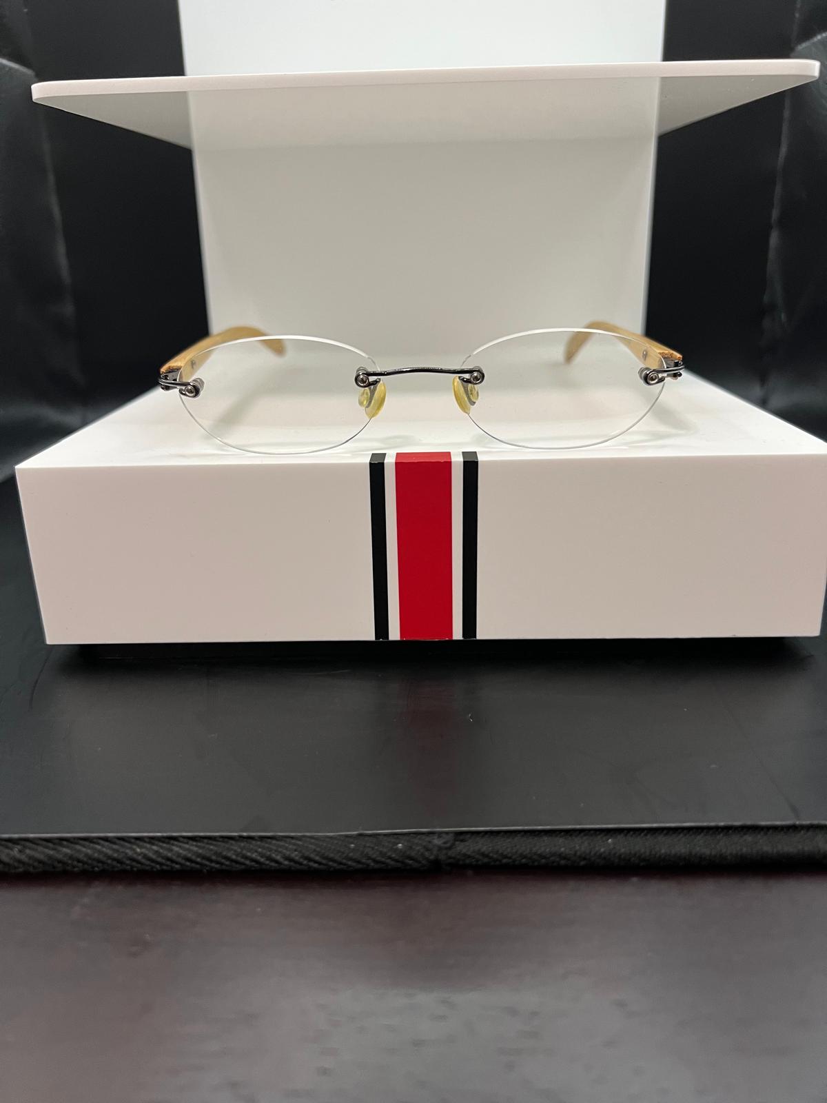 Ecospek Bamboo Reading Glasses Oval Rimless Gold, Slim Classic | Brand New