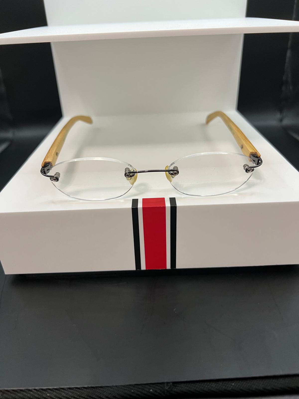 Ecospek Bamboo Reading Glasses Oval Rimless Gold, Slim Classic | Brand New