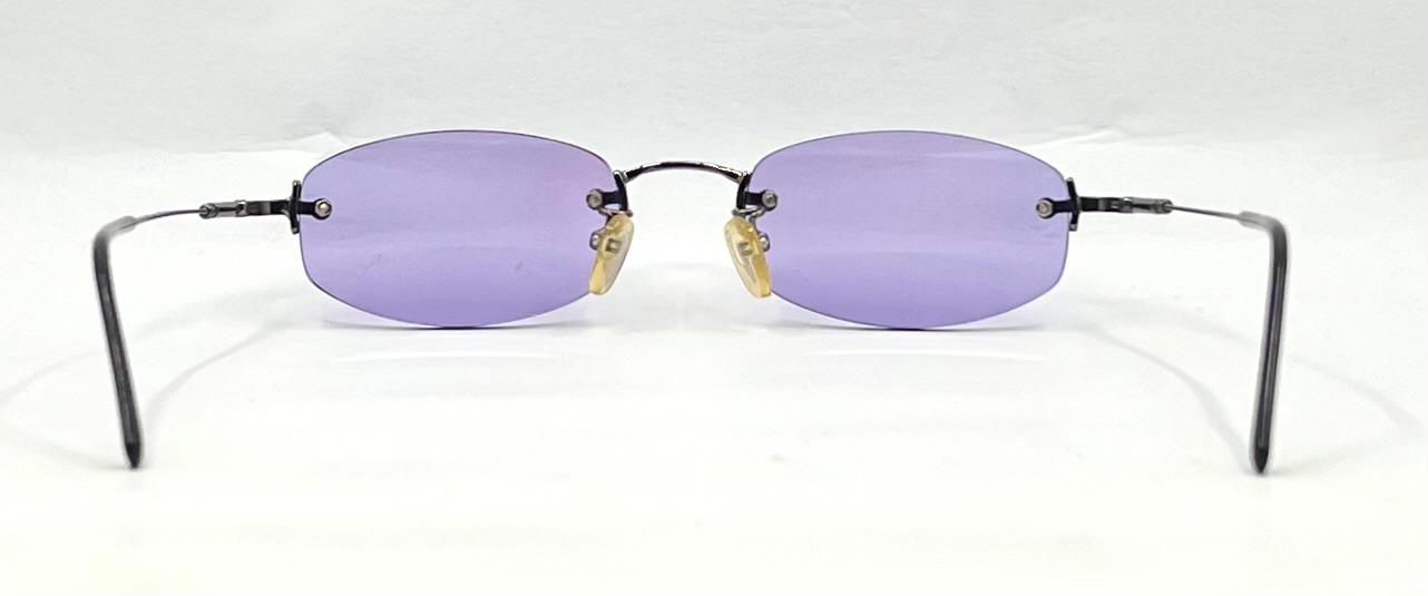 Masters Rimless Sunglasses – Dark Metal Frame – Solid Lavender Lenses – Unworn Vintage