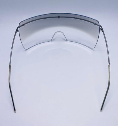 Chanel 4045 c.124|57 Vintage 2000s Shield Sunglasses-Silver Metal, Grey to Clear Gradient lens