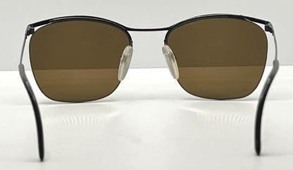 Metalflex Lg Vintage Sunglasses-Half Rim Wire Frame-Brown Lenses-Italy-55Mm