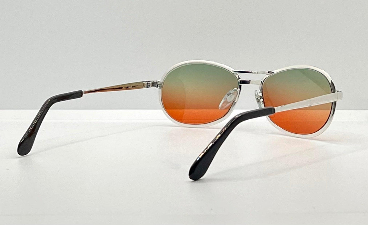 Nos Suzy Gilt Vintage Silver Aviator Sunglasses W|New, Custom Sunset Fade Gradient Lenses