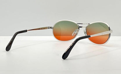 Nos Suzy Gilt Vintage Silver Aviator Sunglasses W|New, Custom Sunset Fade Gradient Lenses