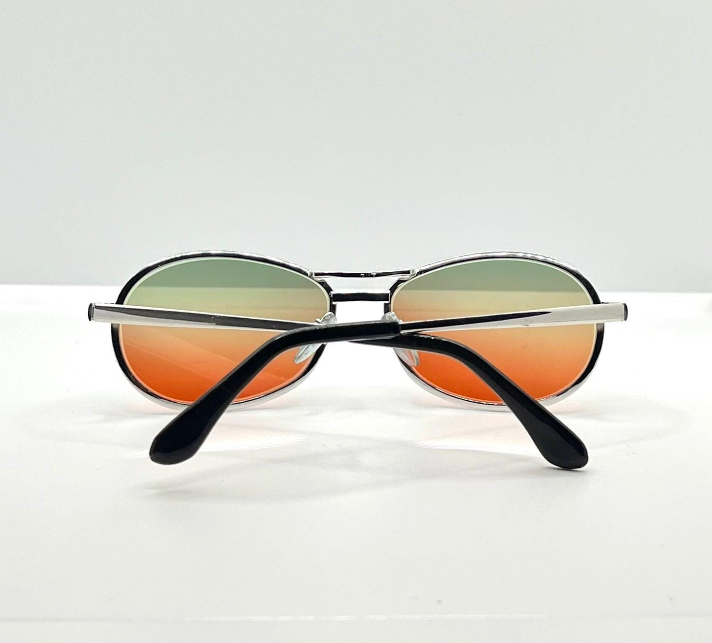 Nos Suzy Gilt Vintage Silver Aviator Sunglasses W|New, Custom Sunset Fade Gradient Lenses