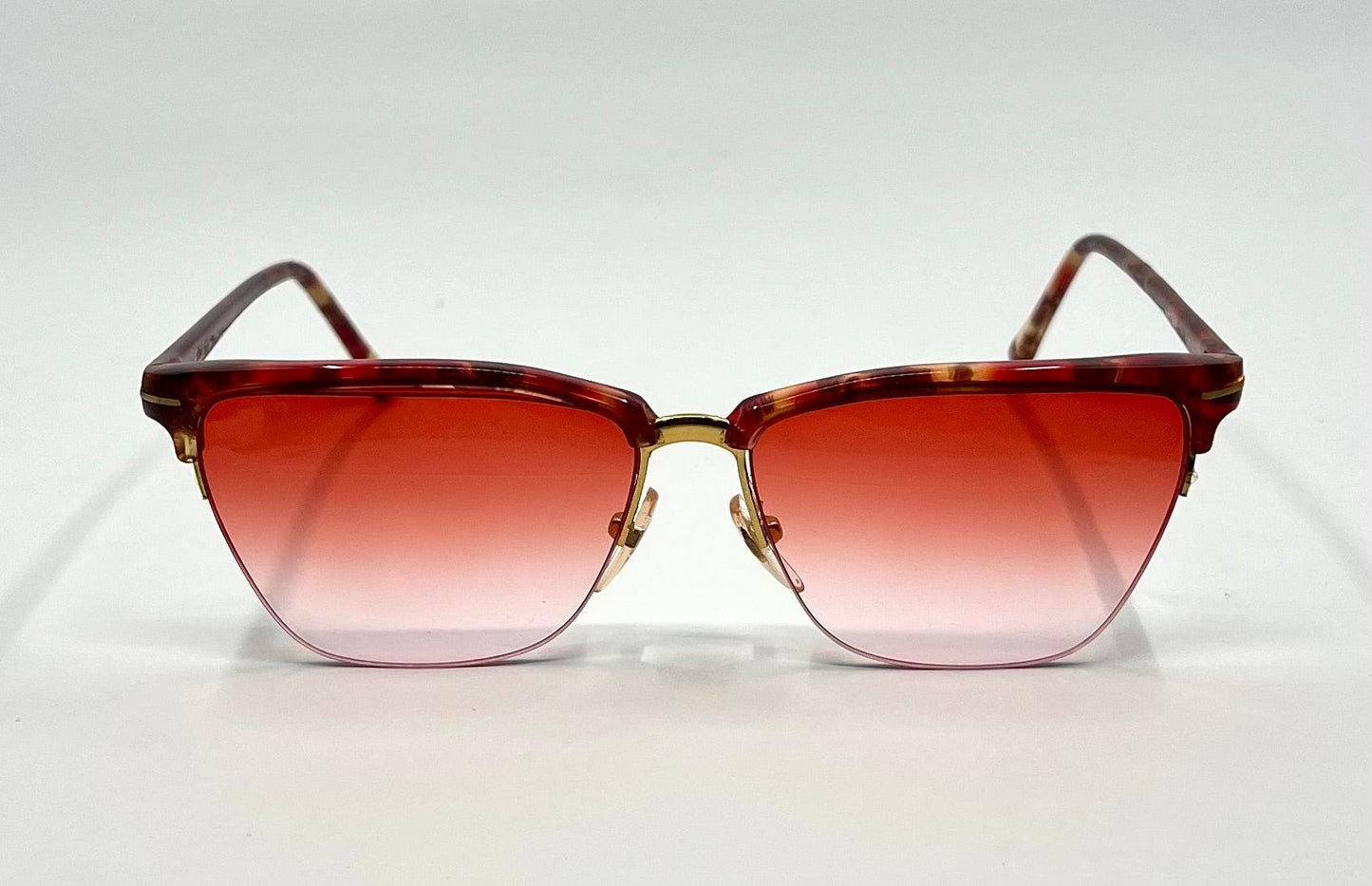 Gianni Versace 343 959 Semi Rimless Vintage Sunglasses w|New Red Havana Custom Gradient tinted Lenses