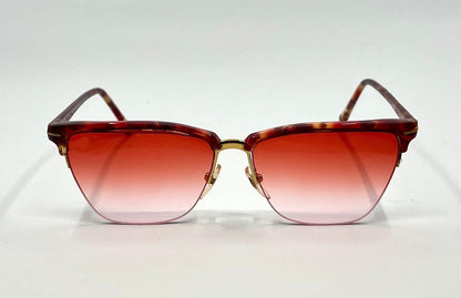 Gianni Versace 343 959 Semi Rimless Vintage Sunglasses w|New Red Havana Custom Gradient tinted Lenses