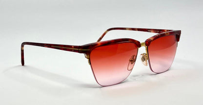 Gianni Versace 343 959 Semi Rimless Vintage Sunglasses w|New Red Havana Custom Gradient tinted Lenses
