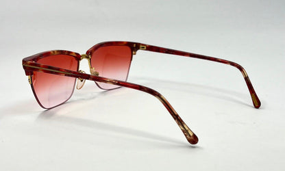 Gianni Versace 343 959 Semi Rimless Vintage Sunglasses w|New Red Havana Custom Gradient tinted Lenses