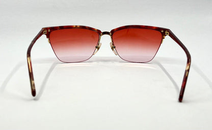 Gianni Versace 343 959 Semi Rimless Vintage Sunglasses w|New Red Havana Custom Gradient tinted Lenses