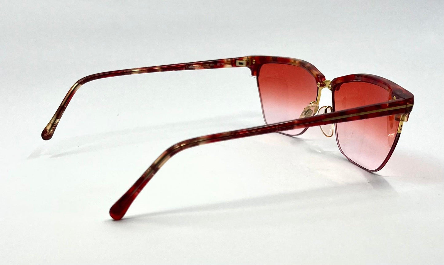 Gianni Versace 343 959 Semi Rimless Vintage Sunglasses w|New Red Havana Custom Gradient tinted Lenses