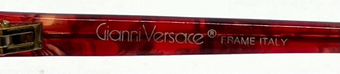 Gianni Versace 343 959 Semi Rimless Vintage Sunglasses w|New Red Havana Custom Gradient tinted Lenses