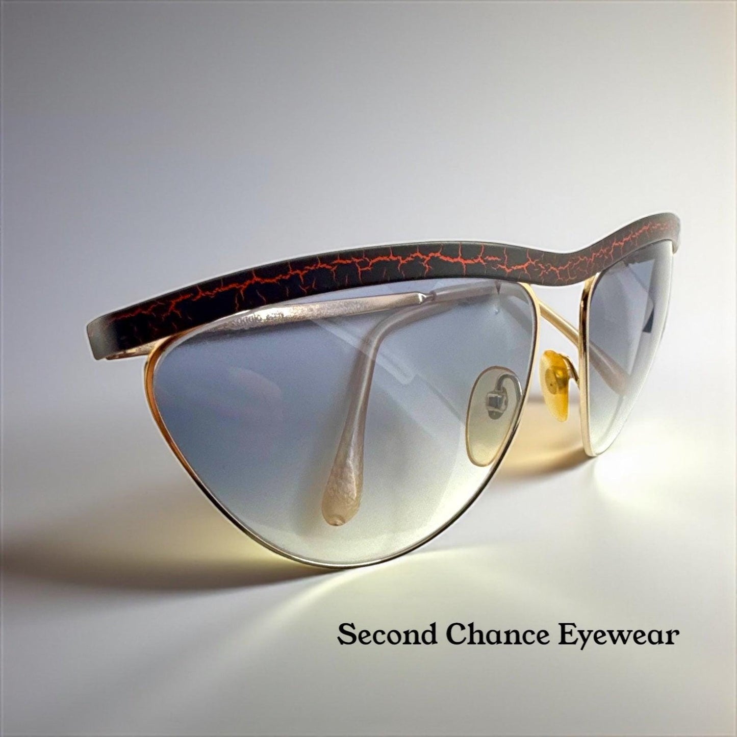 Zagato 6100 Italian Aviator Vintage Sunglasses-Gold Crackle Enamel-Deadstock 80s