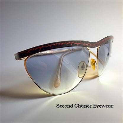 Zagato 6100 Italian Aviator Vintage Sunglasses-Gold Crackle Enamel-Deadstock 80s