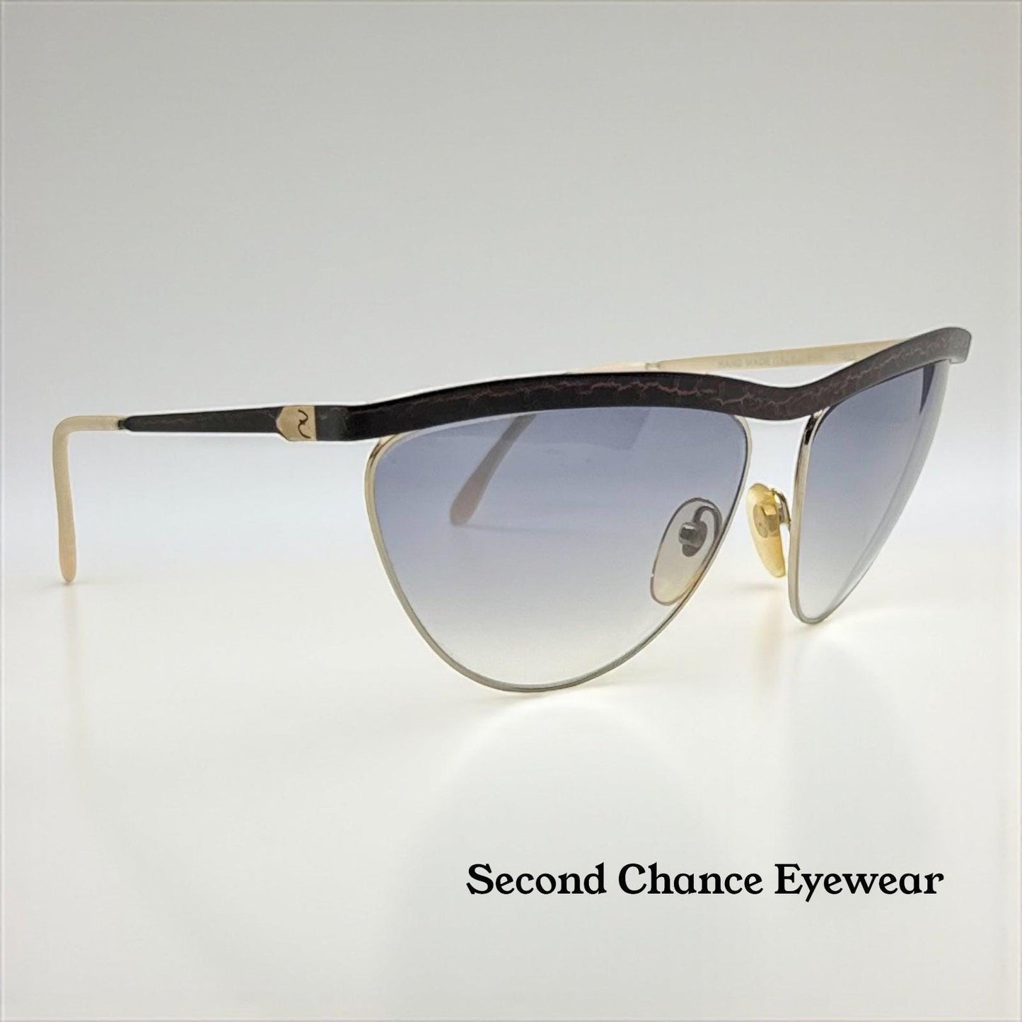 Zagato 6100 Italian Aviator Vintage Sunglasses-Gold Crackle Enamel-Deadstock 80s