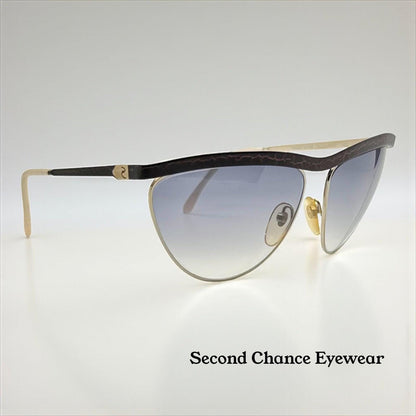 Zagato 6100 Italian Aviator Vintage Sunglasses-Gold Crackle Enamel-Deadstock 80s