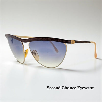 Zagato 6100 Italian Aviator Vintage Sunglasses-Gold Crackle Enamel-Deadstock 80s