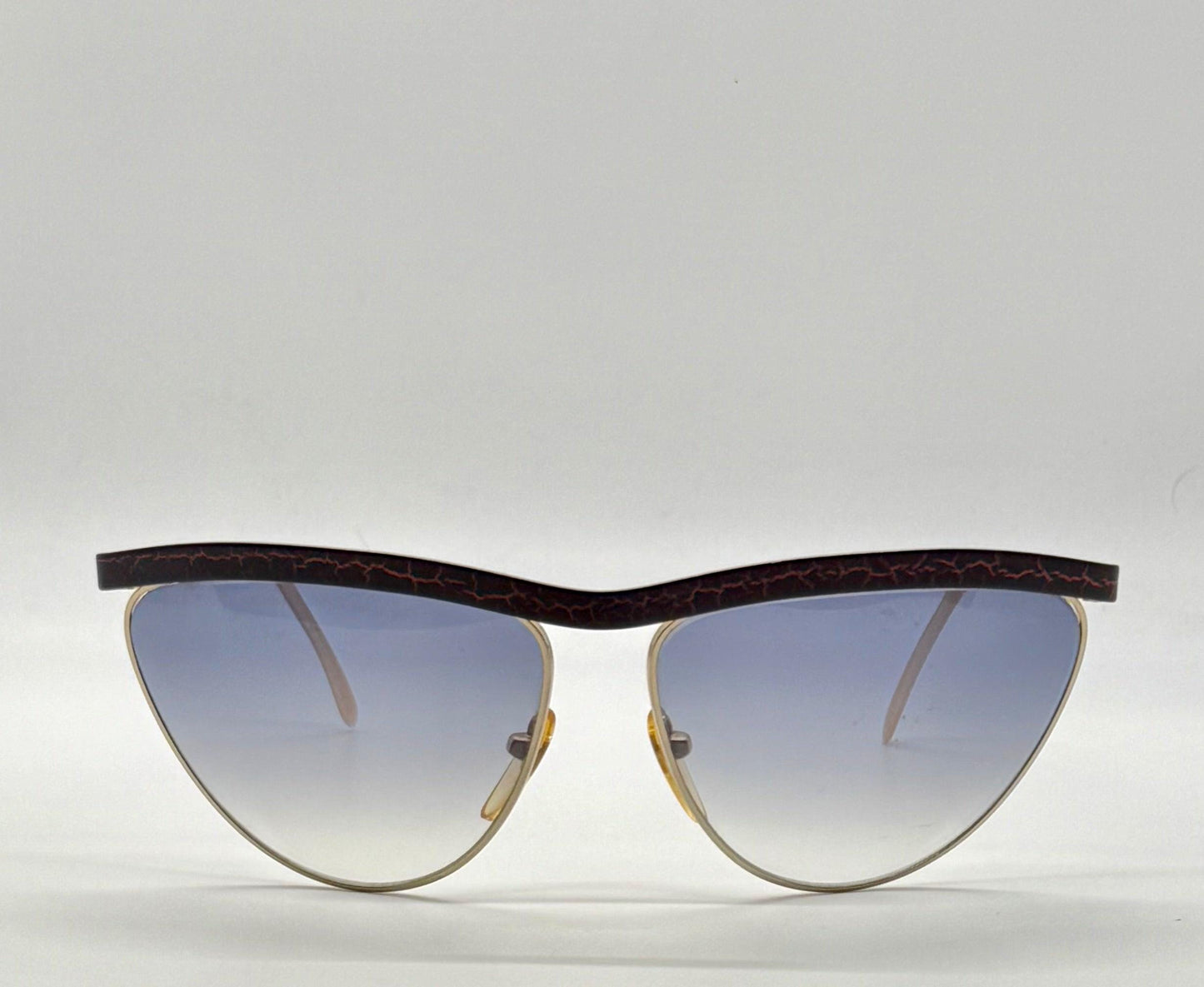 Zagato 6100 Italian Aviator Vintage Sunglasses-Gold Crackle Enamel-Deadstock 80s