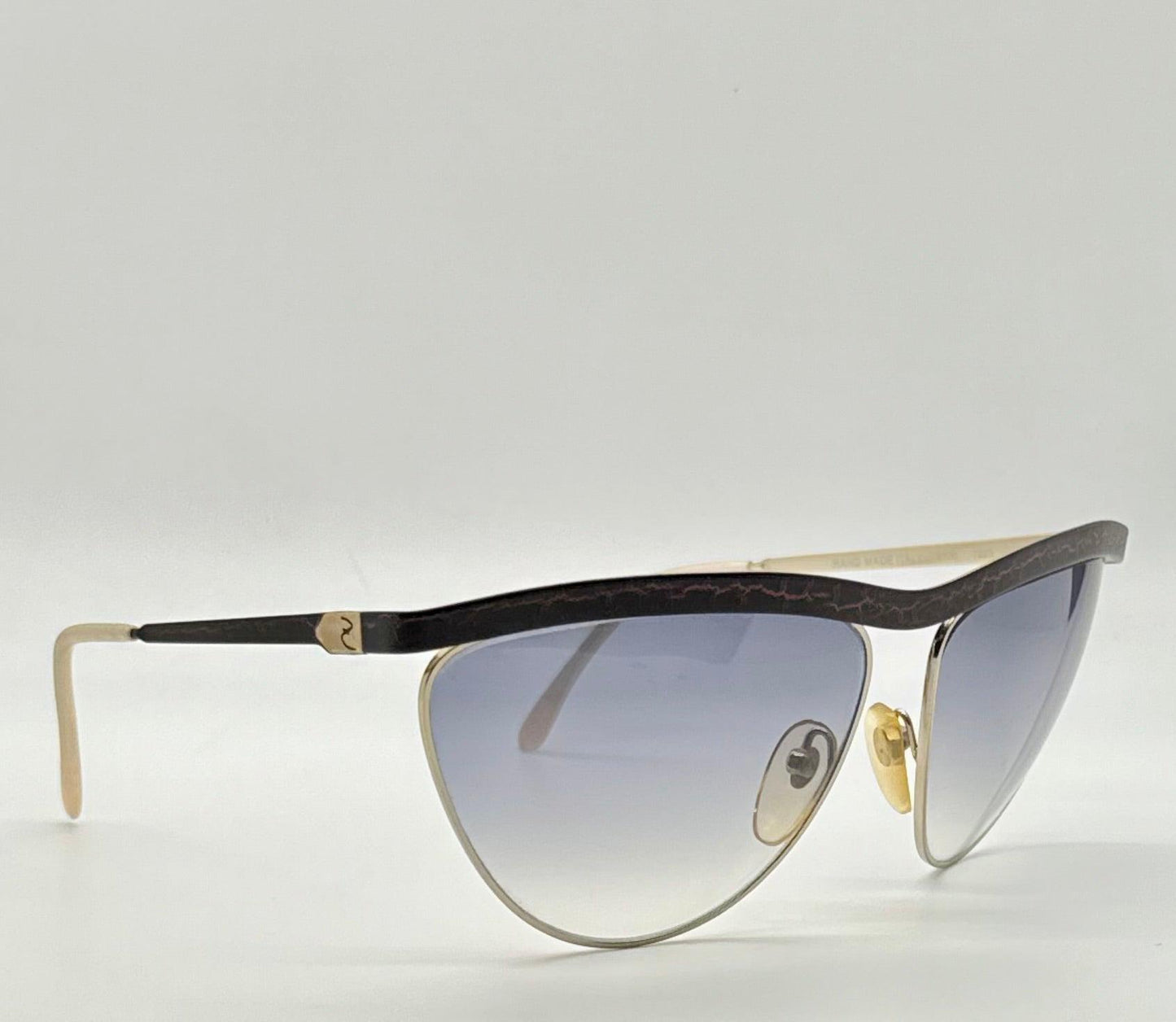 Zagato 6100 Italian Aviator Vintage Sunglasses-Gold Crackle Enamel-Deadstock 80s