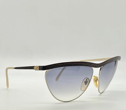 Zagato 6100 Italian Aviator Vintage Sunglasses-Gold Crackle Enamel-Deadstock 80s
